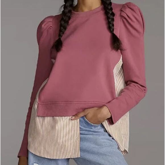 Maeve Sweaters - Maeve Pink and Beige Sweater